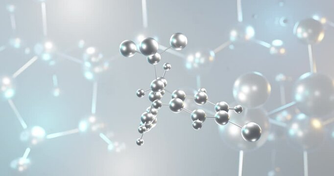 DDT rotating 3d molecule, molecular structure of insecticide, seamless video