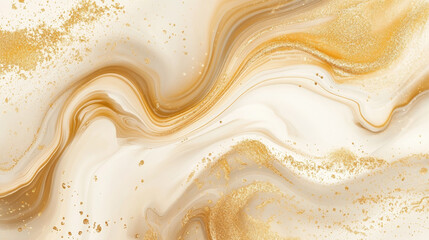 Obraz premium Orange golden flowing liquid vector abstract background. Streams of oil, honey or fluid on light background with white element. Template for cosmetic or sale banner or flyer.