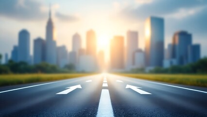 Obraz premium A clear path or roadmap with career and financial milestones, set in a modern business environment, symbolizing career development.