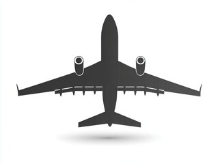 Silhouette of an airplane from above view.