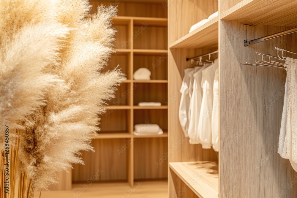 Poster a collection of towels hung neatly on a rack, great for use in bathroom or spa settings