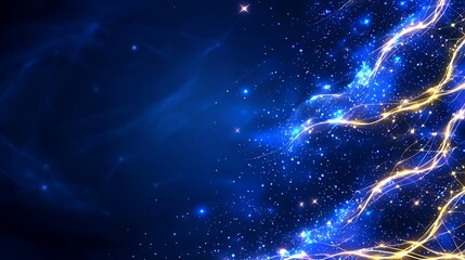 Abstract Blue Gold Light Streaks Background