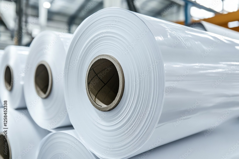 Poster a stack of white paper rolls with flaps overlapping, ideal for use in office or school settings