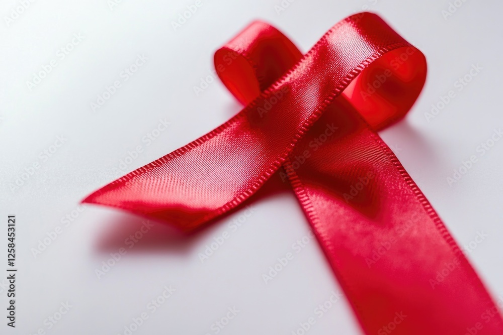Poster a simple yet striking image of a bright red ribbon laid out on a clean white surface