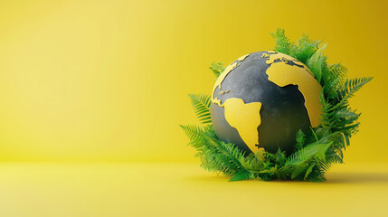 globe illustration enveloped in greenery symbolizes environmental awareness and sustainability