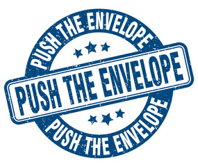 push the envelope stamp. push the envelope label. round grunge sign