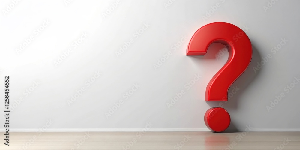 Aufkleber A large red question mark against a white wall in an empty room