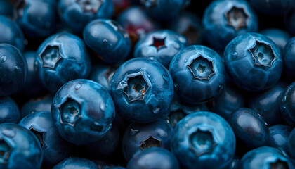 Close-up view of a large number of blueberries