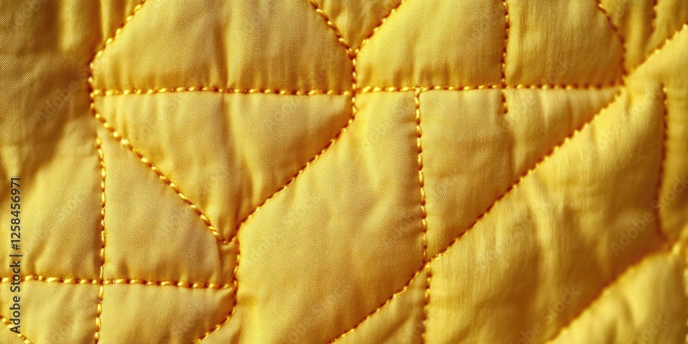Poster a detailed view of a yellow quilted quilt, suitable for various contexts and uses