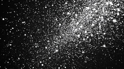 Ethereal White Dusted Glitter Particles Floating on Night Backdrop