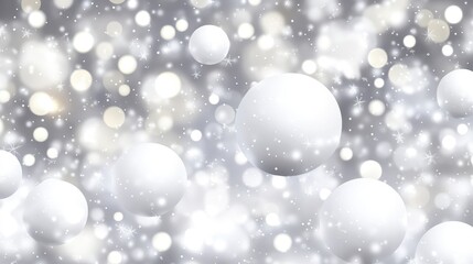Ethereal winterscape with frosted orbs, glistening bokeh and snowflakes