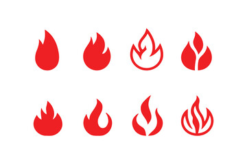 Flat Fire Vector Icons – Burning Flames Hazard Symbols