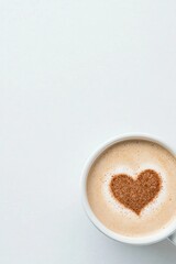 Fototapeta premium Warm latte art features heart, creating cozy and inviting atmosp