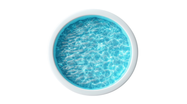 Top view of round swimming pool with transparent background