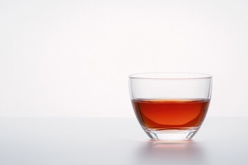 A clear glass of tea sits on a table, ready to be enjoyed