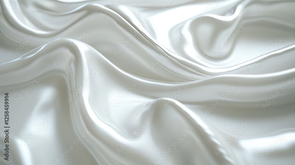 Poster smooth and elegant white satin fabric with soft waves creating an artistic texture for background or