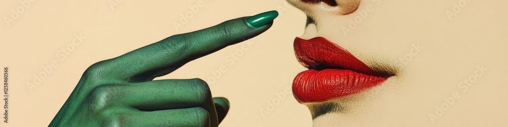 Poster close-up portrait of a person's face with a painted finger, ideal for use in artistic or creative pr