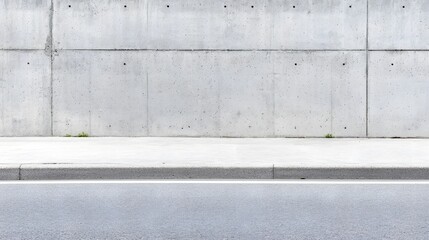 Naklejka premium Minimalist Concrete Wall and Sidewalk with Gray Asphalt Road