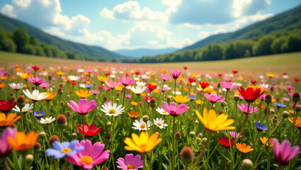 Obraz premium Wildflower Field, Bohemian and Free-Spirited