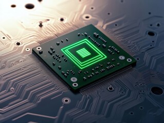 Cocktail Bartending Techniques Concept. AI healthcare cybersecurity concept. Green Circuit Board Microchip on Detailed Background with Glowing Elements