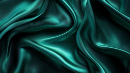 Fototapeta premium Elegant green satin fabric texture background.