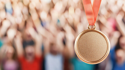 Stadium event close-up on excitement and achievement during victory awards