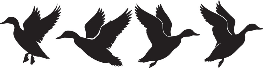 duck set silhouette vector