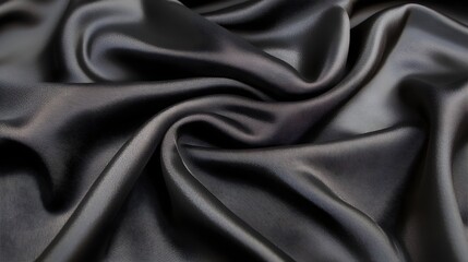 Fototapeta premium Elegant Draped Black Silk Fabric Texture Background