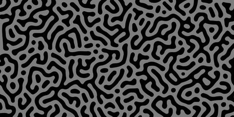 Fototapeta premium Trendy Black and white Turing pattern. Seamless brush pen textile doodle pattern grunge texture. paper, texture, unique, Turing, patterns, organic, Linear. Reaction diffusion pattern. chaotic motion. 
