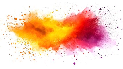 Fototapeta premium Abstract Watercolor Explosion, Orange, Red, Purple, Pink, Yellow Paint Splatter Texture Background