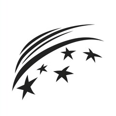 A logo design featuring the silhouette of shooting stars, representing speed and freedom in an abstract manner on a white background.