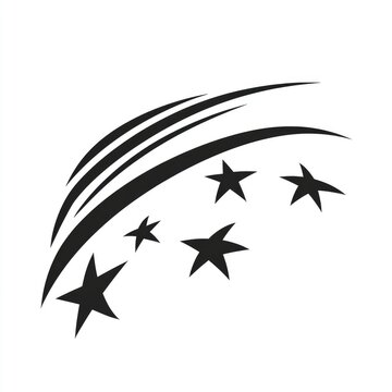 A logo design featuring the silhouette of shooting stars, representing speed and freedom in an abstract manner on a white background.
