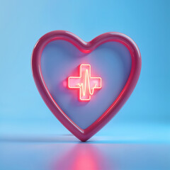 Obraz premium A sleek and modern 3D medical icon with a high-quality glossy finish. The icon could feature a red cross, a stethoscope, a pill, or a heart with an ECG line, designed with smooth, rounded edges for 