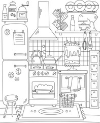 Coloring Page - Kitchen Is A Lovely Coloring Page
