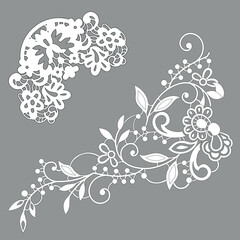 Vector decorative lace ornamental elements and floral motifs © Наталья Желяскова