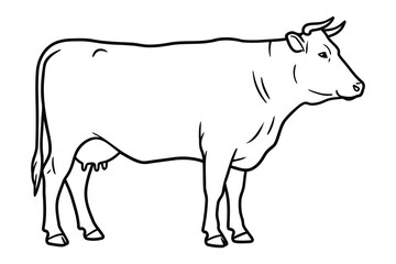 Line art cow silhouette vector illustration.