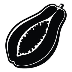 Black papaya silhouette vector graphic illustration.