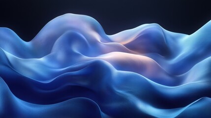 Obraz premium Photo of Blue Background with Wavy Lines for Design, Featuring White Space in the Center for Text. Ideal for Banner Templates and Digital Projects. Abstract Minimalist Wallpaper.