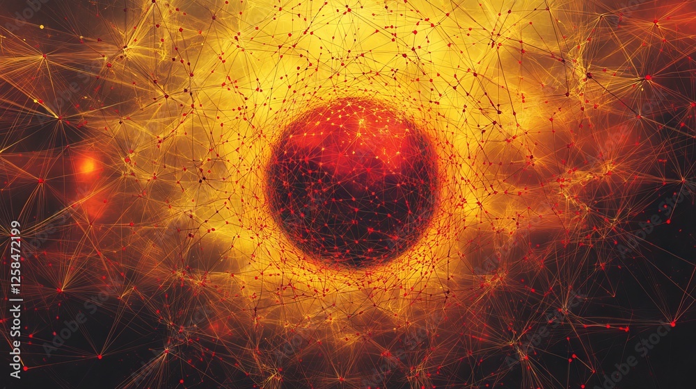 Wall mural abstract fiery explosion in space ideal for science fiction concept visuals or digital art backgroun
