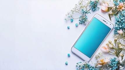 Modern mobile phone mock-up with customizable screen on white background