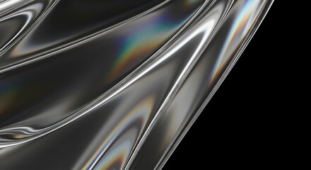 Abstract Futuristic Holographic Background – Macro Shot of Liquid Refraction and Light Distortion on a Dark Surface