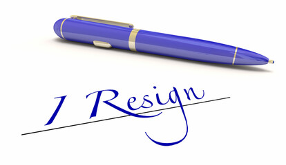 I Resign Pen Signing Official Resignation Letter Document Quit Job Work 3d Illustration