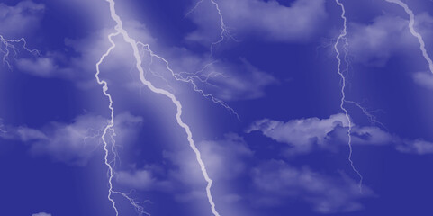 Blue lightning strike during an electrical storm. Lightning on the sky with stormy clouds. Cloudy, with a no-nonsense blue Rabbitohs. Thunderstorm and blue cloudy sky. Changing conditions. 