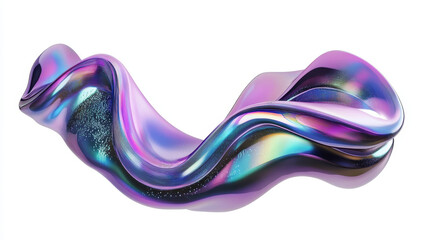 3d metal chrome liquid y2k shape object vector. Isolated hologram mercury fluid blob element. Futuristic aesthetic wavy and glossy drop. Creative holographic iridescent decoration asset collection