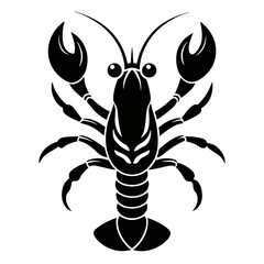 Lobster vector silhouette black design white background