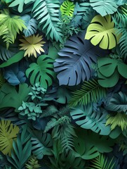 Fototapeta premium Vibrant paper leaves in various shades of green.