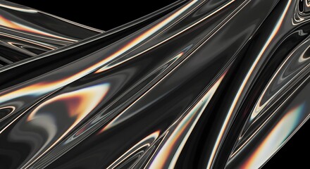 Abstract Futuristic Holographic Background &ndash; Macro Shot of Liquid Refraction and Light Distortion on a Dark Surface