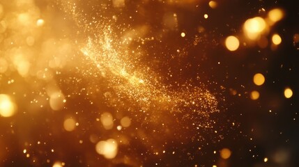 Fototapeta premium Gleaming golden dust cascade with bokeh effect for festive occasions