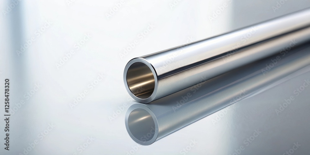 Leinwandbilder sleek metallic cylinder resting on a reflective surface, showcasing its polished texture and precise