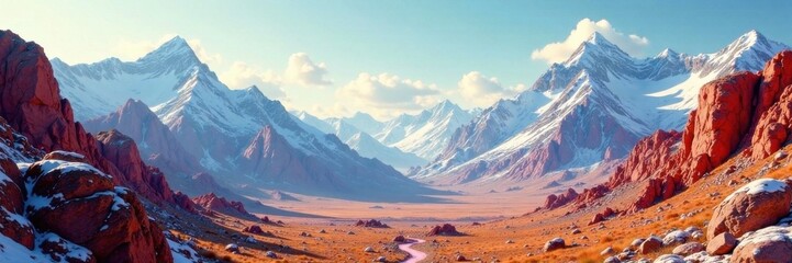 Fototapeta premium Surreal mountain range with shifting rock formations , mountains, formations, geology